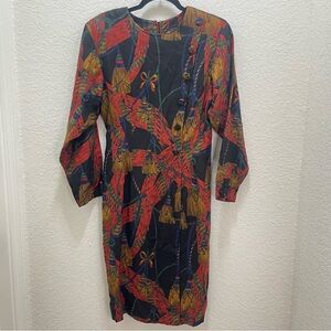 Alexander Campbell Vintage Tassel Print Dress vintage size 6 golden‎ girls vibes
